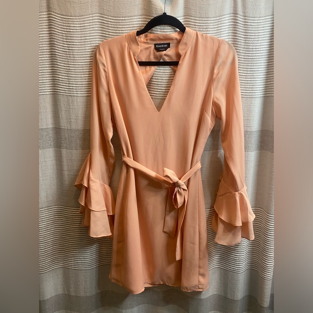 Bebe Mini Dress Pink - Long Bell/Ruffle Sleeves